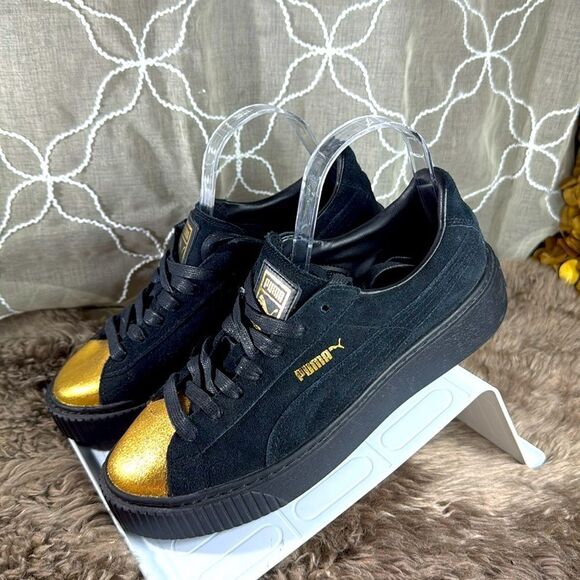 (B2) PUMA Suede Gold Platform Sneakers for Women, Size 8.5 - Picture 3 of 16